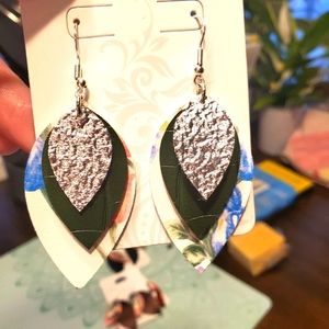 3 tiered faux leather earrings